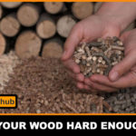 A handful of wood pellets