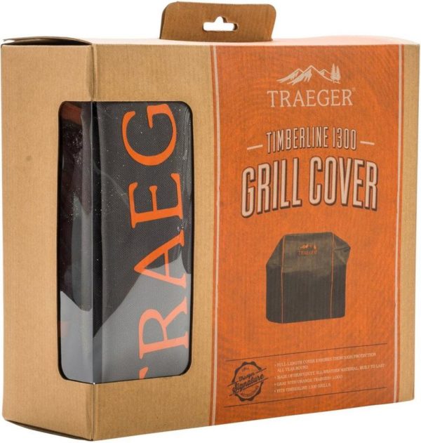 Traeger Timberline 1330 Full Length Cover in the retail packaging