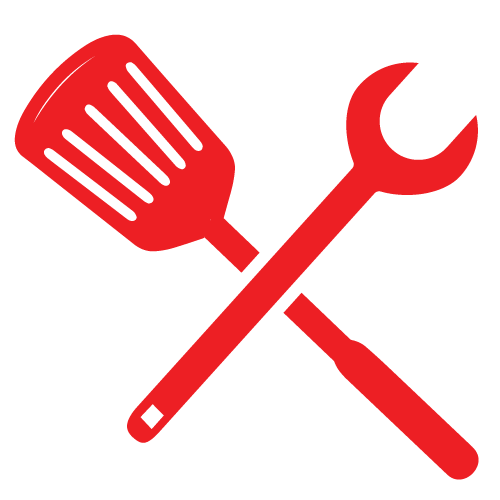 Spatula and wrench crossed
